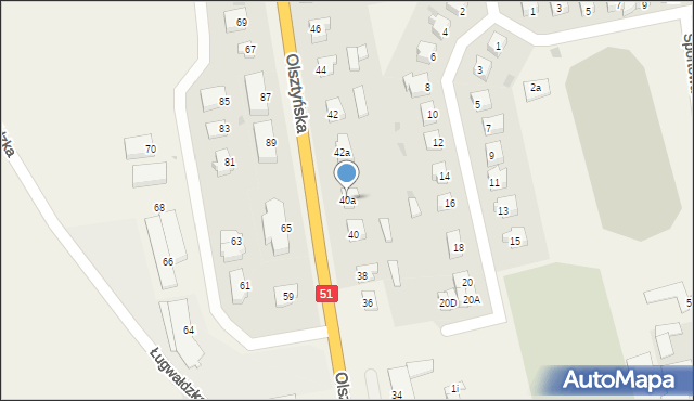 Dywity, Olsztyńska, 40a, mapa Dywity
