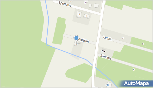 Dzbenin, Olimpijska, 3, mapa Dzbenin