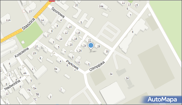 Garwolin, Olimpijska, 5a, mapa Garwolin