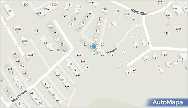 Gdańsk, Olchowa, 12, mapa Gdańska