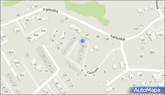 Gdańsk, Olchowa, 15, mapa Gdańska