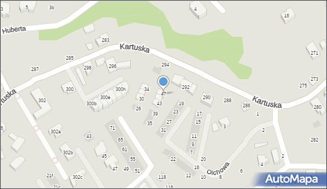 Gdańsk, Olchowa, 47, mapa Gdańska