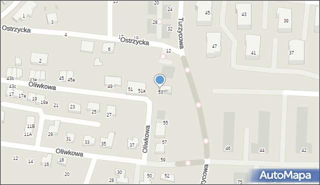 Gdańsk, Oliwkowa, 53, mapa Gdańska