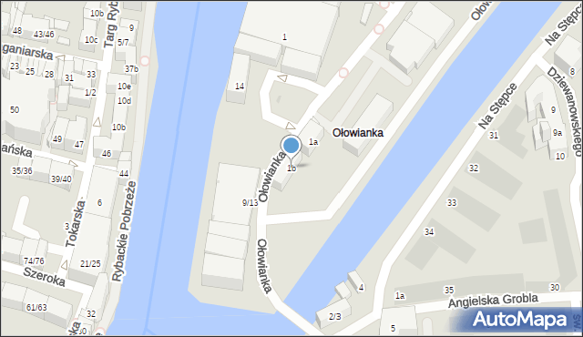 Gdańsk, Ołowianka, 1b, mapa Gdańska