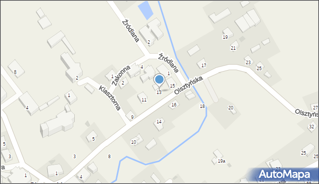 Gietrzwałd, Olsztyńska, 13, mapa Gietrzwałd