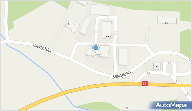 Gietrzwałd, Olsztyńska, 65, mapa Gietrzwałd