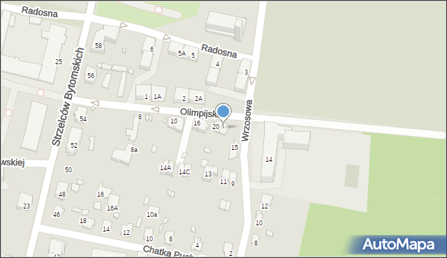 Gliwice, Olimpijska, 22, mapa Gliwic