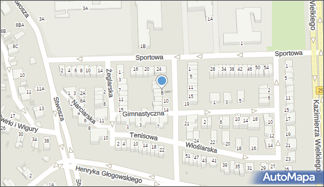 Głogów, Olimpijska, 6, mapa Głogów