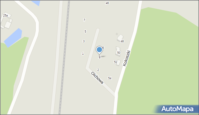 Gniezno, Olchowa, 4, mapa Gniezna