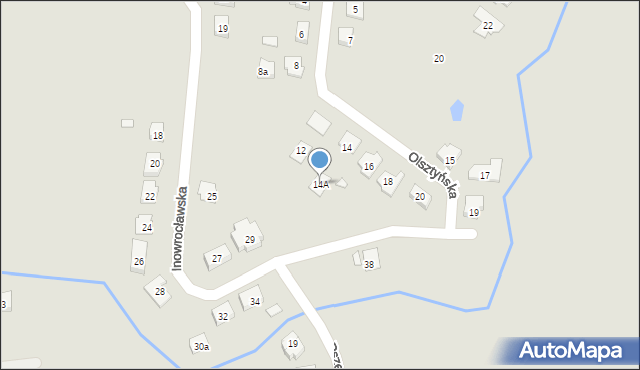 Gniezno, Olsztyńska, 14A, mapa Gniezna