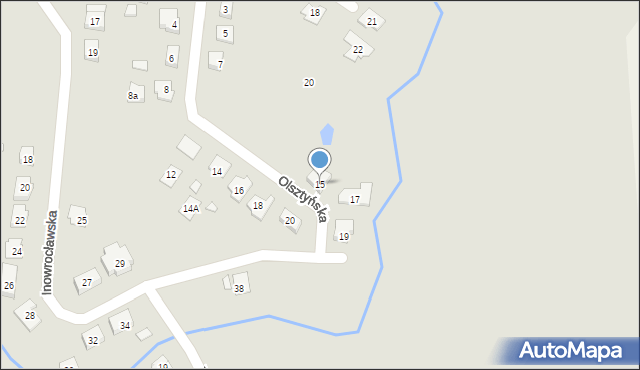 Gniezno, Olsztyńska, 15, mapa Gniezna