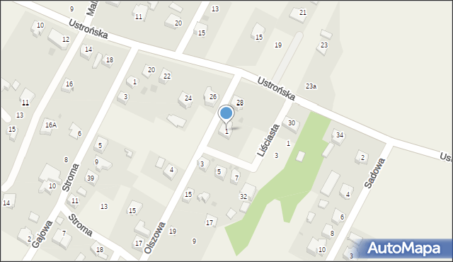 Goleszów, Olszowa, 1, mapa Goleszów