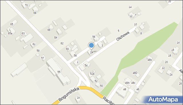 Gorzyce, Olchowa, 1A, mapa Gorzyce