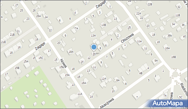 Grodzisk Mazowiecki, Olszowa, 10, mapa Grodzisk Mazowiecki