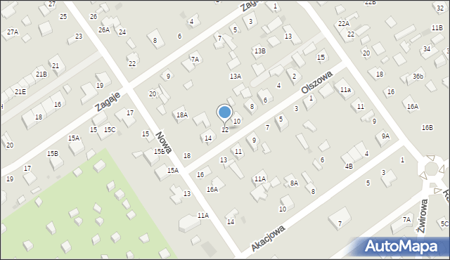 Grodzisk Mazowiecki, Olszowa, 12, mapa Grodzisk Mazowiecki