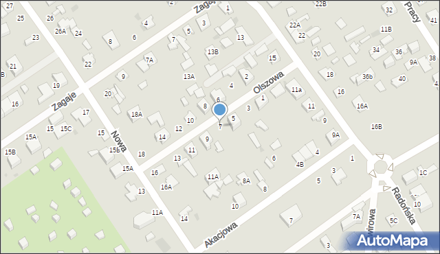 Grodzisk Mazowiecki, Olszowa, 7, mapa Grodzisk Mazowiecki