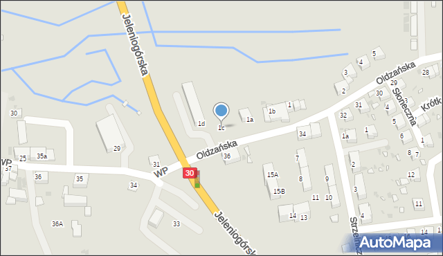 Gryfów Śląski, Oldzańska, 1c, mapa Gryfów Śląski