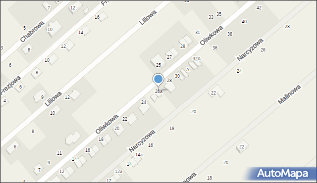 Grzędzice, Oliwkowa, 26a, mapa Grzędzice