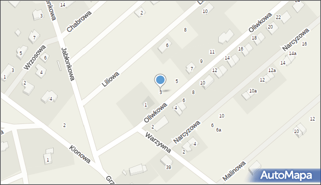 Grzędzice, Oliwkowa, 3, mapa Grzędzice