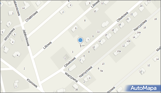 Grzędzice, Oliwkowa, 5, mapa Grzędzice