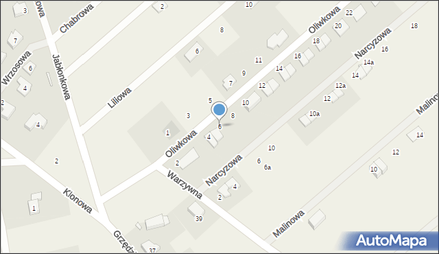 Grzędzice, Oliwkowa, 6, mapa Grzędzice