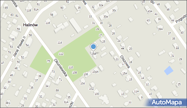 Halinów, Olszowa, 23A, mapa Halinów