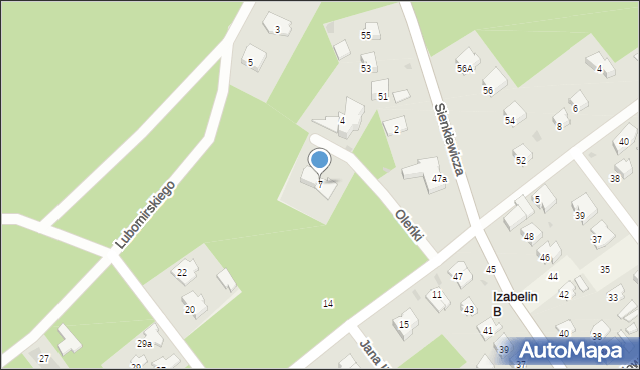 Izabelin B, Oleńki, 7, mapa Izabelin B