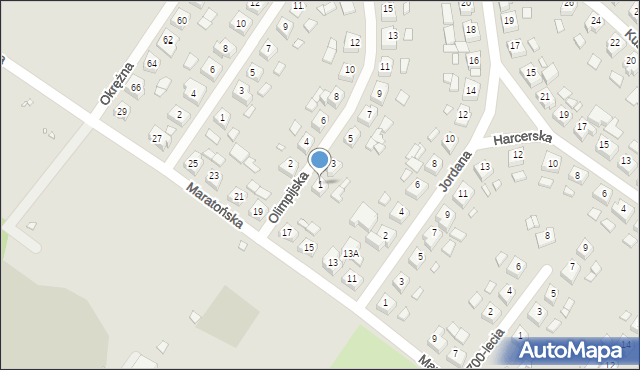 Jarocin, Olimpijska, 1, mapa Jarocin