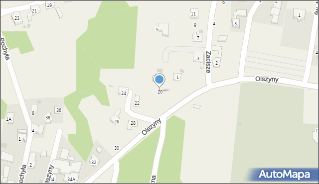 Jawiszowice, Olszyny, 20, mapa Jawiszowice