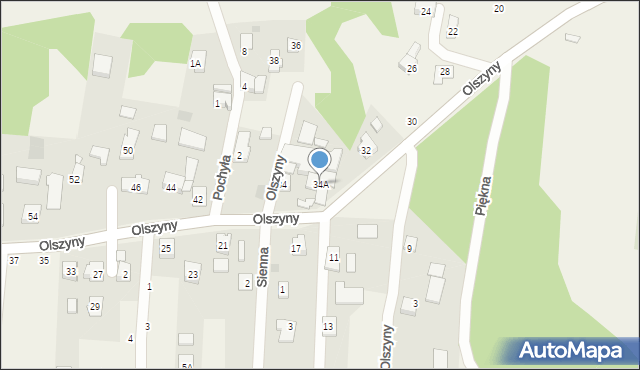 Jawiszowice, Olszyny, 34A, mapa Jawiszowice