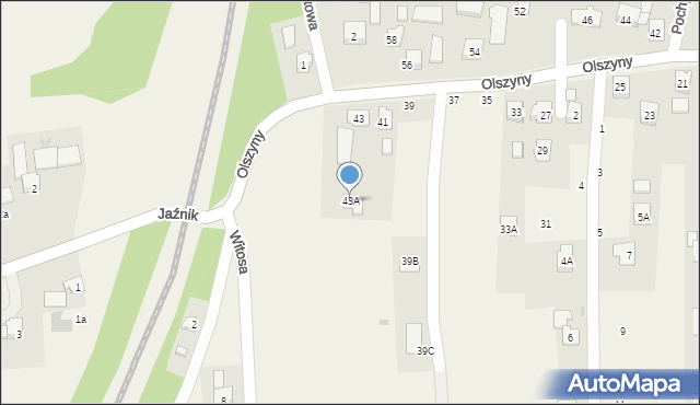 Jawiszowice, Olszyny, 43A, mapa Jawiszowice