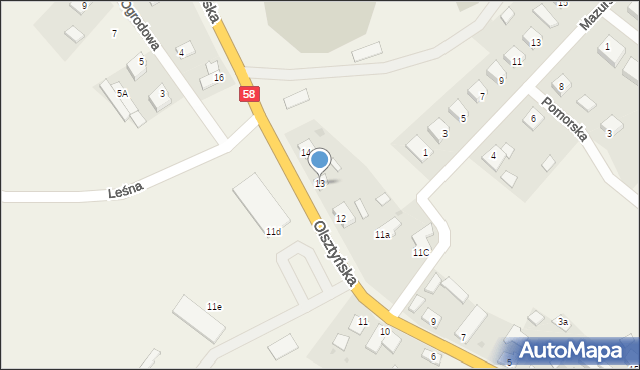 Jedwabno, Olsztyńska, 13, mapa Jedwabno