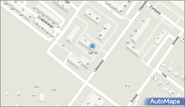 Jelcz-Laskowice, Oławska, 70B-70A, mapa Jelcz-Laskowice