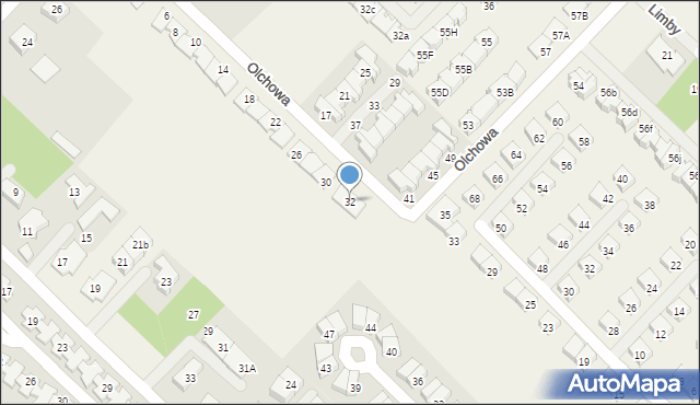Józefosław, Olchowa, 32, mapa Józefosław
