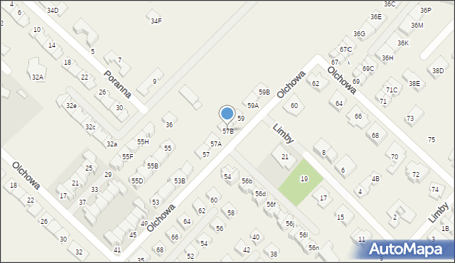 Józefosław, Olchowa, 57B, mapa Józefosław
