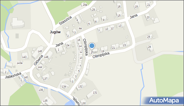 Jugów, Olimpijska, 17, mapa Jugów