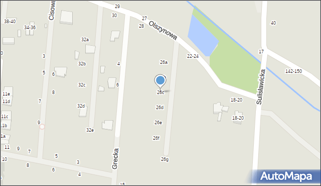 Kalisz, Olszynowa, 26c, mapa Kalisza