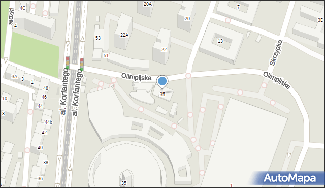 Katowice, Olimpijska, 35, mapa Katowic