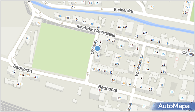 Katowice, Olchawy Stanisława, dr., 5, mapa Katowic
