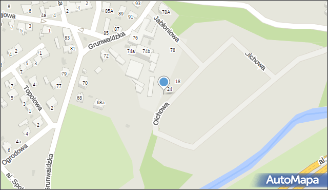 Kędzierzyn-Koźle, Olchowa, 28, mapa Kędzierzyna-Koźle