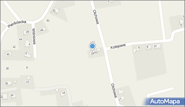 Kiczyce, Olchowa, 14, mapa Kiczyce