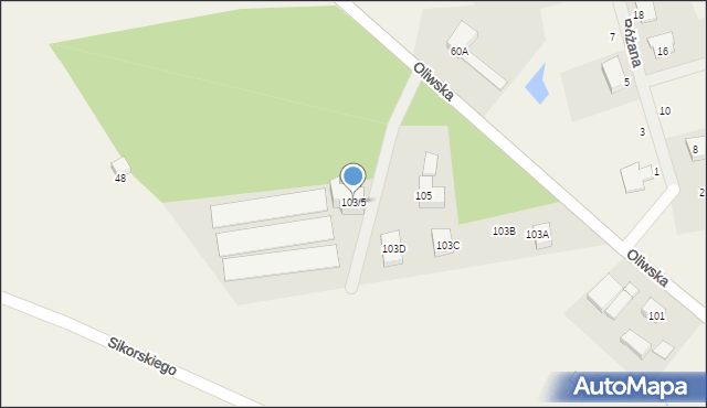 Kielno, Oliwska, 103/5, mapa Kielno