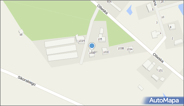 Kielno, Oliwska, 103D, mapa Kielno