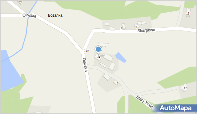Kielno, Oliwska, 74, mapa Kielno