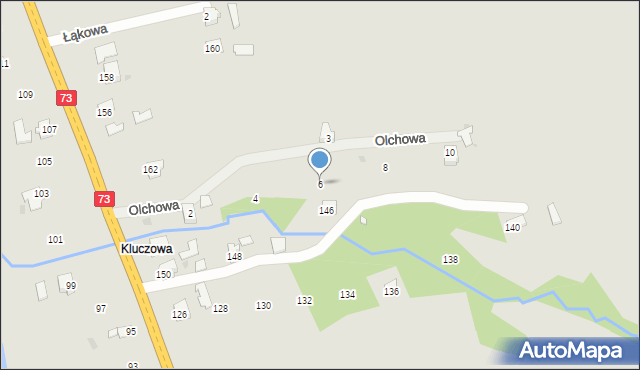 Kołaczyce, Olchowa, 6, mapa Kołaczyce