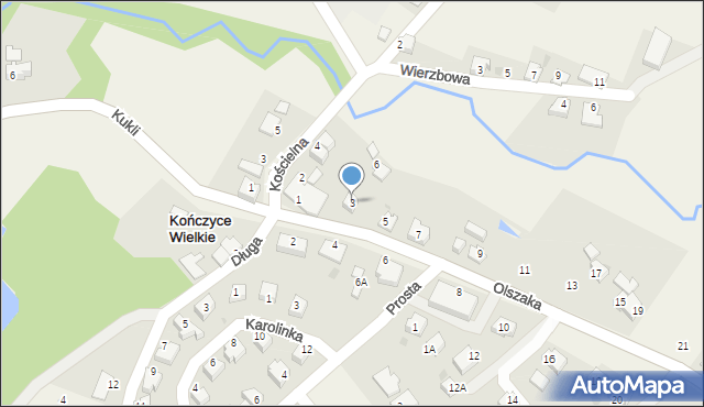 Kończyce Wielkie, Olszaka, ks., 3, mapa Kończyce Wielkie