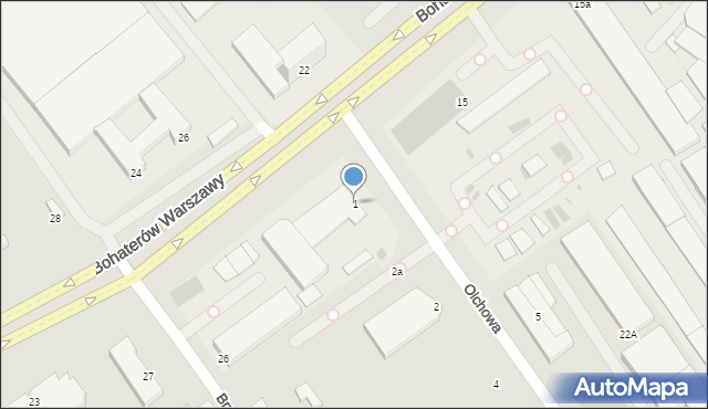 Koszalin, Olchowa, 1, mapa Koszalina