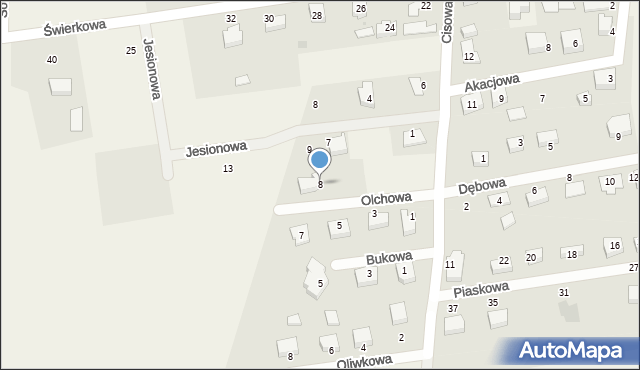 Koszwały, Olchowa, 8, mapa Koszwały