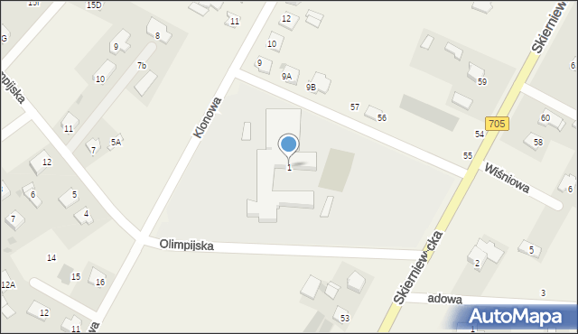 Kozłów Biskupi, Olimpijska, 1, mapa Kozłów Biskupi