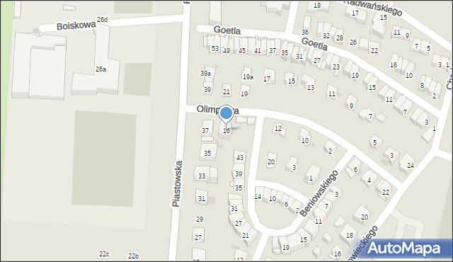 Kraków, Olimpijska, 16, mapa Krakowa